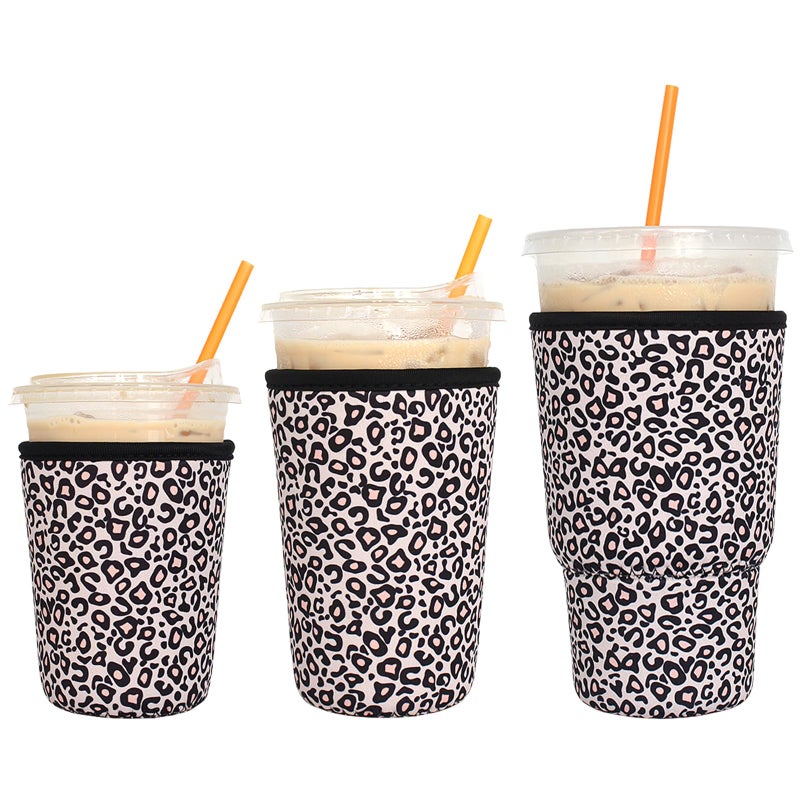 Xumbtvs 3 Pack Reusable Iced Coffee Sleeves - Xumbtvs Insulator Sleeve for Cold Beverages, Neoprene Coffee Cup Holder (Leopard print) - Image 1